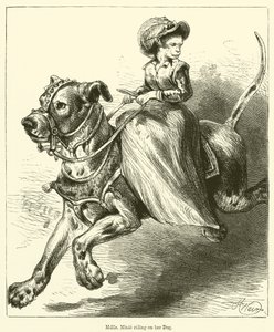 Mademoiselle Minie rijdend op haar hond