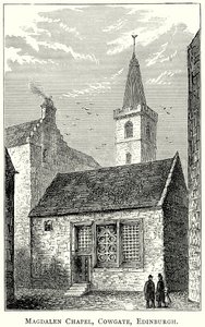 Magdalenakapel, Cowgate, Edinburgh (gravure) door English School