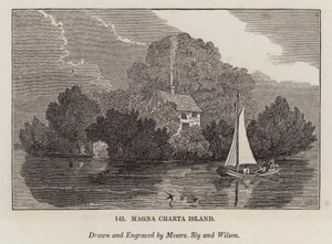 Magna Charta-eiland (gravure) door English School