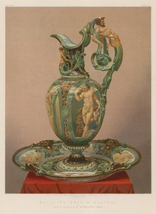 Majolica Kan en Plateau door Messrs Minton en Co, Stoke-upon-Trent