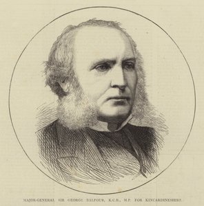 Generaal-majoor Sir George Balfour, KCB, MP voor Kincardineshire (gravure)