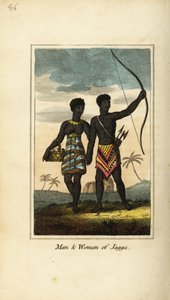 Man en vrouw van Jagga, uit de koninkrijken Monoemugi en Caffraria, Afrika door English School