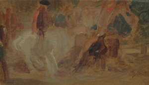 Man op een wit paard door English School