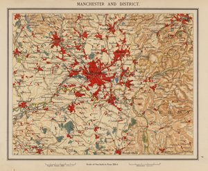 Manchester en omgeving (kleur litho)