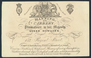 Manning, late Carnery, plumassier, handelskaart door English School