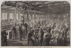 Fabricage van het Armstrong-kanon in Woolwich Arsenal, de bijenkorf door English School