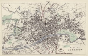 Kaart: Stad Glasgow, getekend en gegraveerd door G H Swanston, Edinburgh door English School