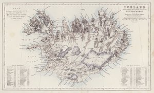 Kaart: IJsland, volgens de Trigon Survey van Gunnlaugsson getekend door Augustus Petermann door English School