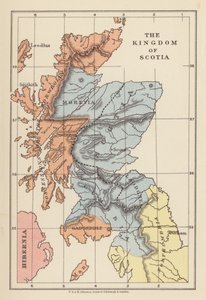 Kaart: Het koninkrijk Scotia (kleurenlitho) door English School