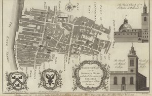 Kaart van Walbrook Ward en Dowgate Ward, Londen