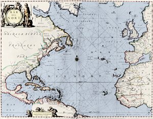Kaart van de Noord-Atlantische Oceaan, uit 