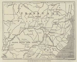 Kaart van de Transvaal en aangrenzende provincies (gravure) door English School
