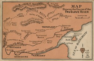 Kaart met de loop van de Truelove (kleurenlitho) door English School