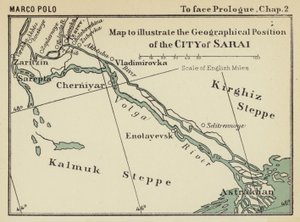 Kaart om de geografische positie van de stad Sarai te illustreren (litho)