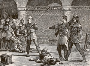 Marcel en de dauphin van Frankrijk, illustratie uit Cassells Geïllustreerde Geschiedenis van Engeland door English School