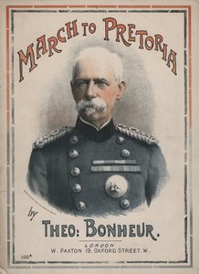 Mars naar Pretoria, bladmuziekomslag met een portret van Veldmaarschalk Lord Roberts door English School