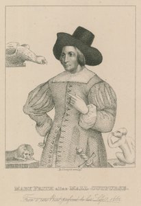 Mary Frith, alias Moll Curpurse, naar een zeldzame prent voorafgaand aan haar leven, 1662 door English School