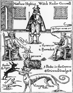 Matthew Hopkins, de heksenjager (overleden 1647) door English School