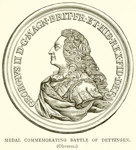 Medaille ter herdenking van de Slag bij Dettingen. (Voorzijde)