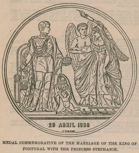 Medaille ter herdenking van het huwelijk van de koning van Portugal met prinses Stephanie door English School