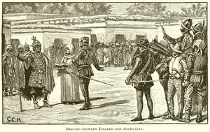 Ontmoeting tussen Pizarro en Atahualpa
