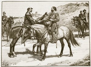 Ontmoeting van Garibaldi en Victor Emmanuel, illustratie uit Cassells Illustrated History of England door English School