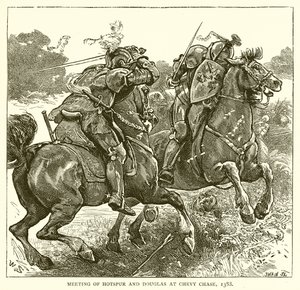 Ontmoeting van Hotspur en Douglas bij Chevy Chase, 1388 door English School