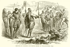 Ontmoeting van Stephen en Prins Hendrik in Wallingford, 1152 door English School