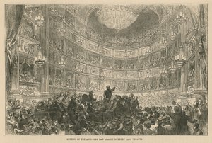 Bijeenkomst van de Anti-Corn Law League in Drury Lane Theater door English School