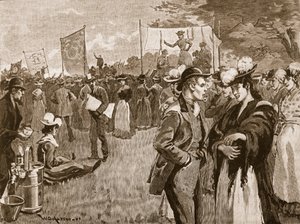 Bijeenkomst van wasvrouwen in Hyde Park, 1891, illustratie uit Cassells Geïllustreerde Geschiedenis van Engeland door English School
