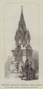 Gedenkfontein, Guildhall Yard, Londen, Mr John Robinson, Architect, Mr Joseph Durham, ARA, Beeldhouwer (gravure) door English School