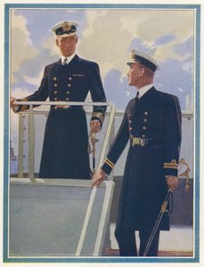 Uitrusting voor mannen: Marine-outfit (kleurenlitho) door English School