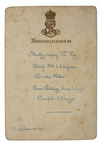 Menu voor Kerstdag in Sandringham door English School