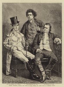 Messers Mathews, Phelps en Toole in de Komedie "John Bull", een Portretgroep (gravure) door English School