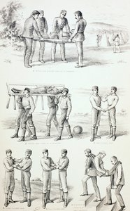Methoden om Gewonde Personen te Dragen, ca. 1890 door English School
