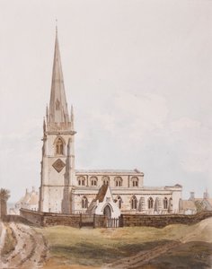 Zuidelijk uitzicht op de kerk van Middleton Cheney, c.1820 door English School