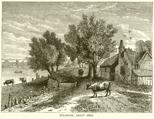 Millbank, circa 1800 door English School