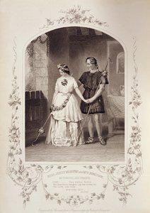 Miss Jenny Marston als Perdita en Mr F. Robinson als Florizel, Act IV Scene 3, in Het Winterverhaal door William Shakespeare (1564-1616) gegraveerd door Thomas Sherratt (fl.1860-80) van een daguerreotype door Pa door English School