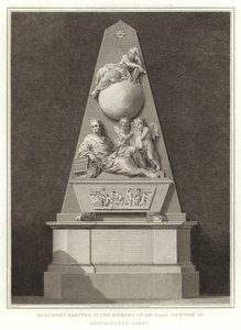 Monument opgericht ter nagedachtenis aan Sir Isaac Newton in Westminster Abbey door English School
