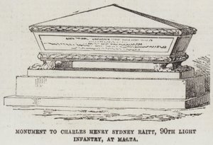 Monument voor Charles Henry Sydney Raitt, 90th Light Infantry, in Malta door English School