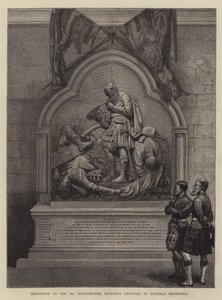 Monument voor de 42e Highlanders, onlangs onthuld in de kathedraal van Dunkeld