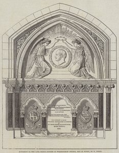 Monument voor de overleden prins-gemaal in Whippingham Church, Isle of Wight, door W Theed (gravure) door English School