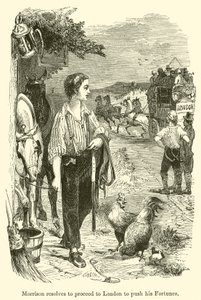 Morrison besluit naar Londen te gaan om zijn fortuin te vergroten (gravure) door English School