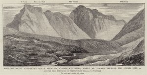 Bergbeklimmingsongelukken, Pillar Mountain, Cumberland Hills, waar Mr Edward Barnard werd gevonden door English School