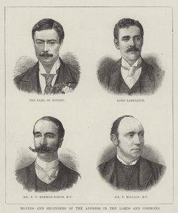 Voorstellers en ondersteuners van het adres in de Lords en Commons (gravure) door English School
