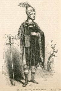 Mr Anderson in de titelrol van het toneelstuk King Arthur, Drury Lane Theatre, Londen