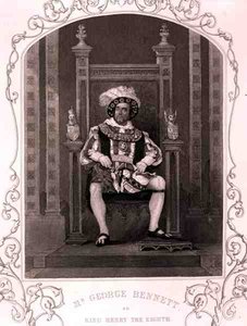 Mr George Bennett als koning Hendrik de Achtste, in het toneelstuk van William Shakespeare (1564-1616)