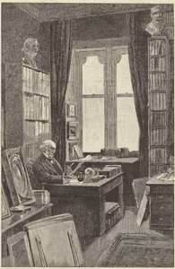 Mr Gladstone in zijn bibliotheek in Hawarden Castle door English School