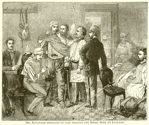 De Heer Kavanagh Bereidt Zich Voor om Door het Rebellenleger bij Lucknow te Gaan door English School