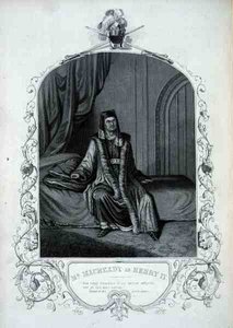 Mr Macready als Henry IV, Act III Scene 1, in Henry IV door William Shakespeare (1564-1616) door English School